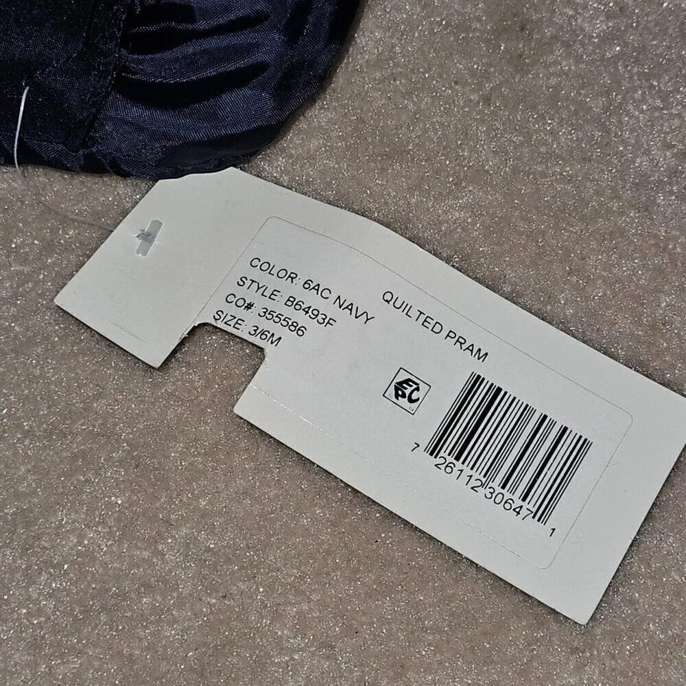 NWT Rothschild Quilted Pram Navy Blue Snowsuit Hooded Lined Baby 3-6 Months